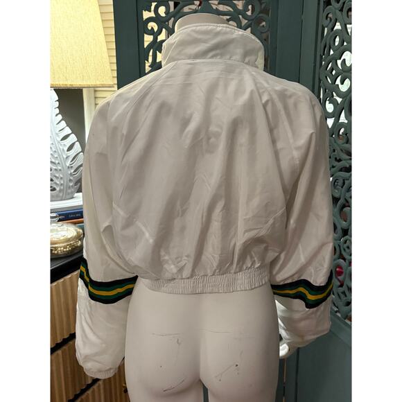 Retro Look PONY Forever 21 White Cropped Windbreaker Jacket-Lined L/S-Size L - Picture 5 of 8
